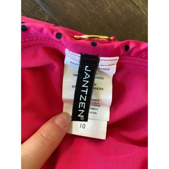 Jantzen Hot Pink with Black Polka Dots Bathing Suit Bottoms (Size 10) - Picture 2 of 3